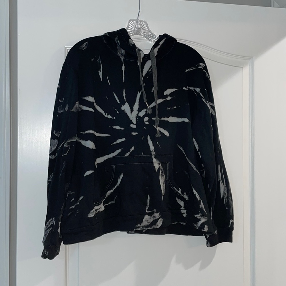 TUHMARAS Black gray tyedye pullover hoodie boxy relaxed fit soft Cotton fabric - Picture 3 of 11